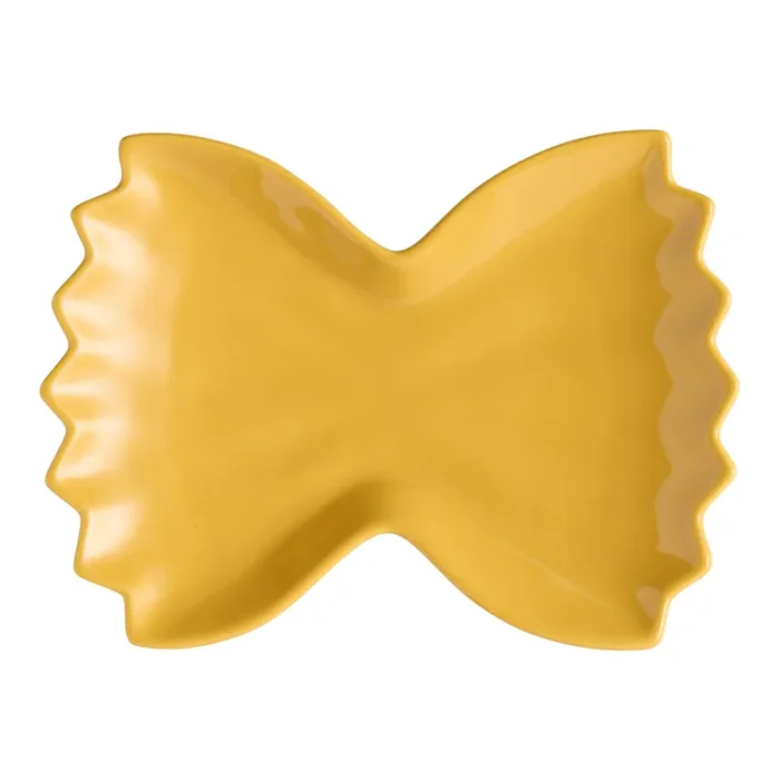 Yellow Farfalle Pasta Hand Painted Figural Appetizer Plate