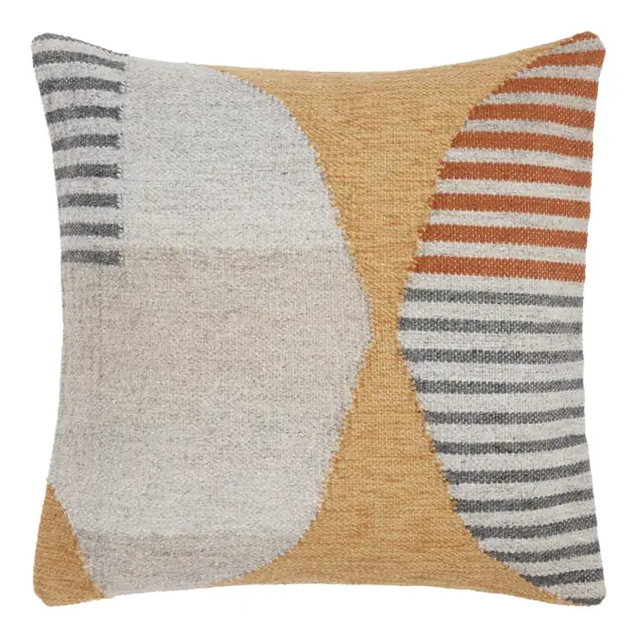 Yellow, Gray And Rust Abstract Geometric Throw Pillow
