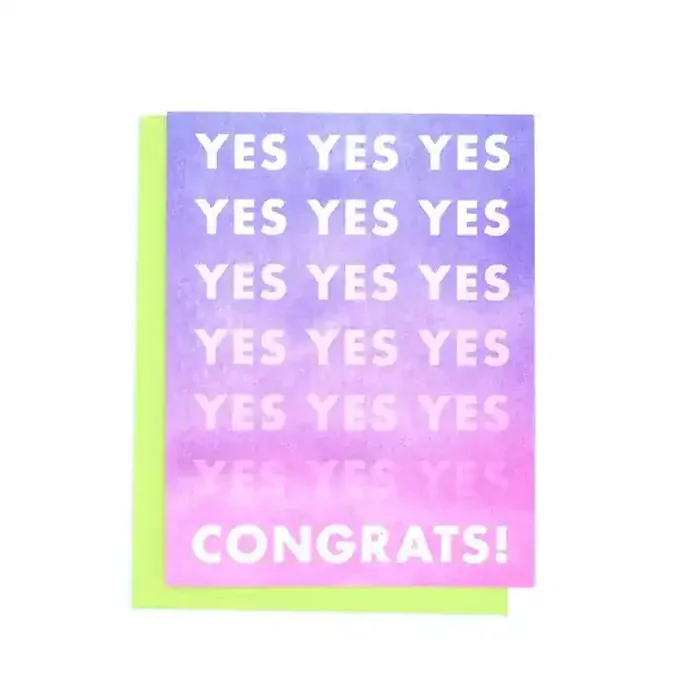 Yes Yes Yes Congrats Risograph Notecard