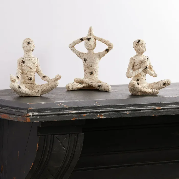 Yoga Mummy With Spiders Decor Set of 3