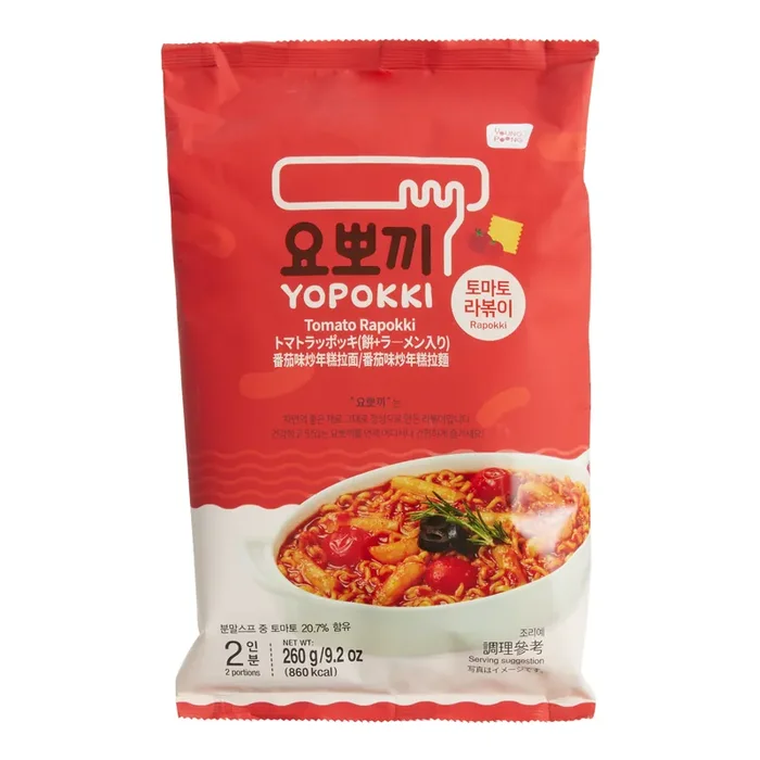Yopokki Tomato Rabokki Instant Rice Cakes and Noodles Bag